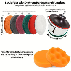 Power Scrubber Brush Set with Various Size Pads & Sponge