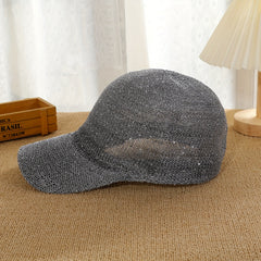 Glitter Shinny Knitted Baseball Cap Solid Hollow Breathable Dad Hat