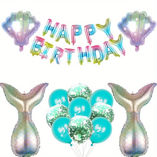 27pcs Mermaid Balloon Set Birthday Party For Girls