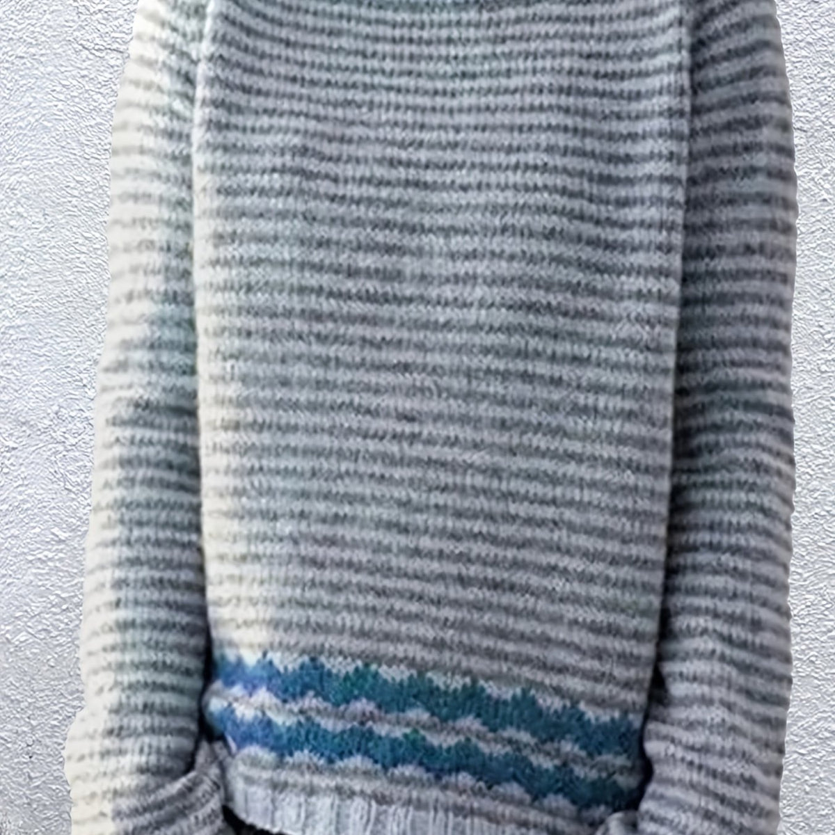 Striped Crew Neck Pullover Sweater Long Sleeve Casual Fall Winter Women's Clothi
