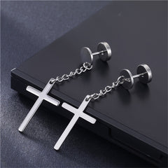 Men's Stainless Steel Cross Earrings