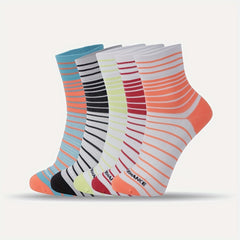 5 Pairs Men's Striped Pattern Sports Socks - Athletic Quarter Socks