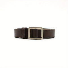 Non Porous Solid Square Buckle PU Leather Belt For Women Men