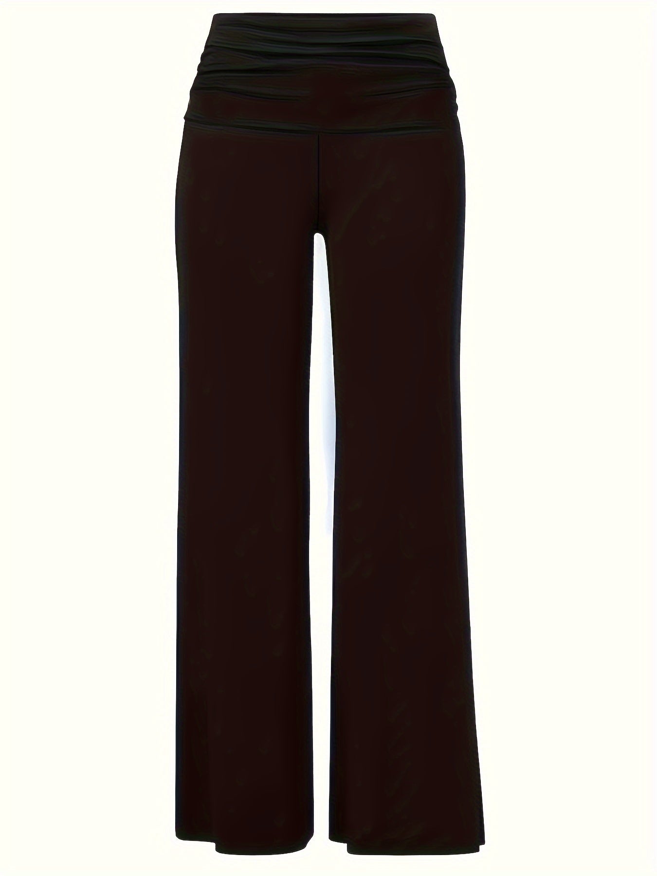 Women's Plus Solid Wide Waistband Flared Leg Trousers