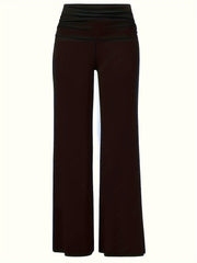 Women's Plus Solid Wide Waistband Flared Leg Trousers
