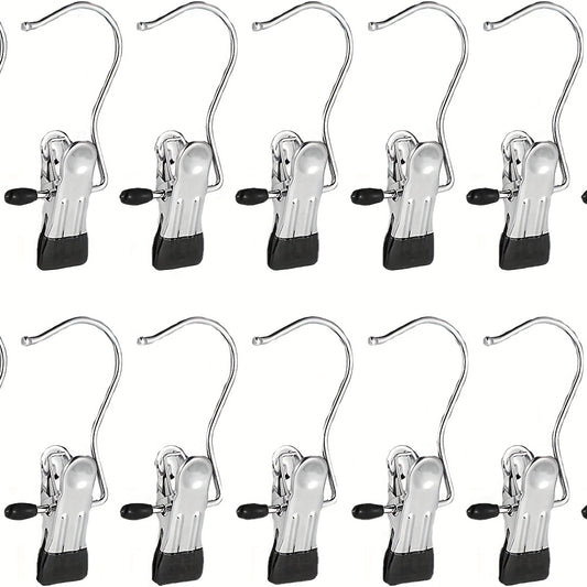 2pcs Metal Belt Hook Clip Multifunctional Drying Socks Hat Curtain Non slip Clip