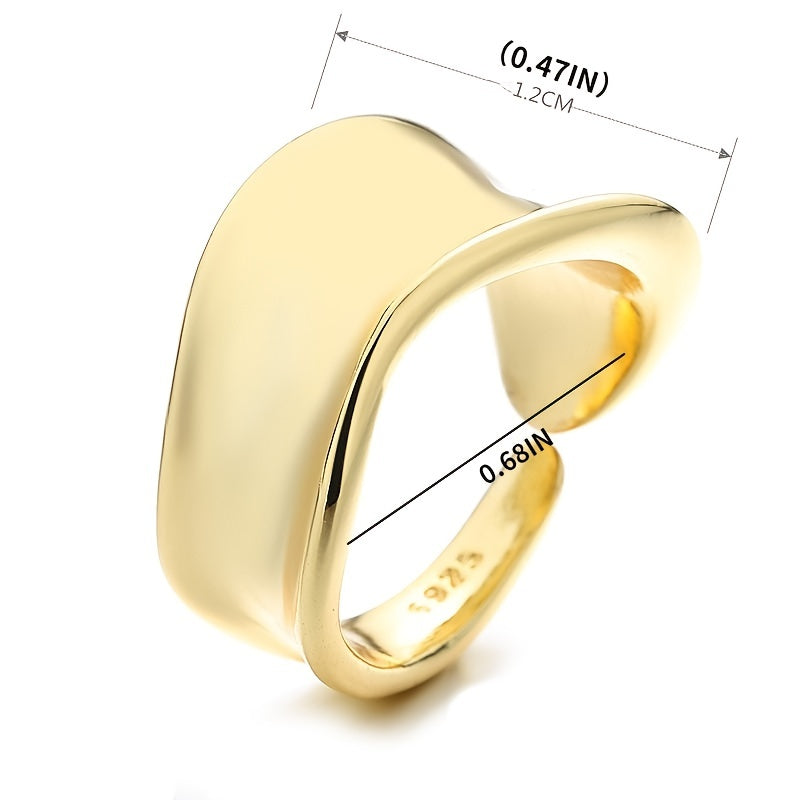 French Style Irregular Geometric Open Ring 14K Plated