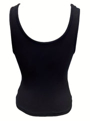 Beaded Crew Neck Tank Top Sexy Sleeveless Summer Women's Clothing