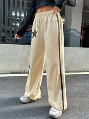  Women's Star Patch Drawstring Sporty Pants
