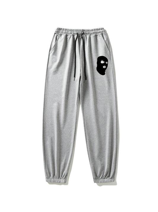 Print Balaclava Sports Pants Side Pockets Couple Jogging Pants