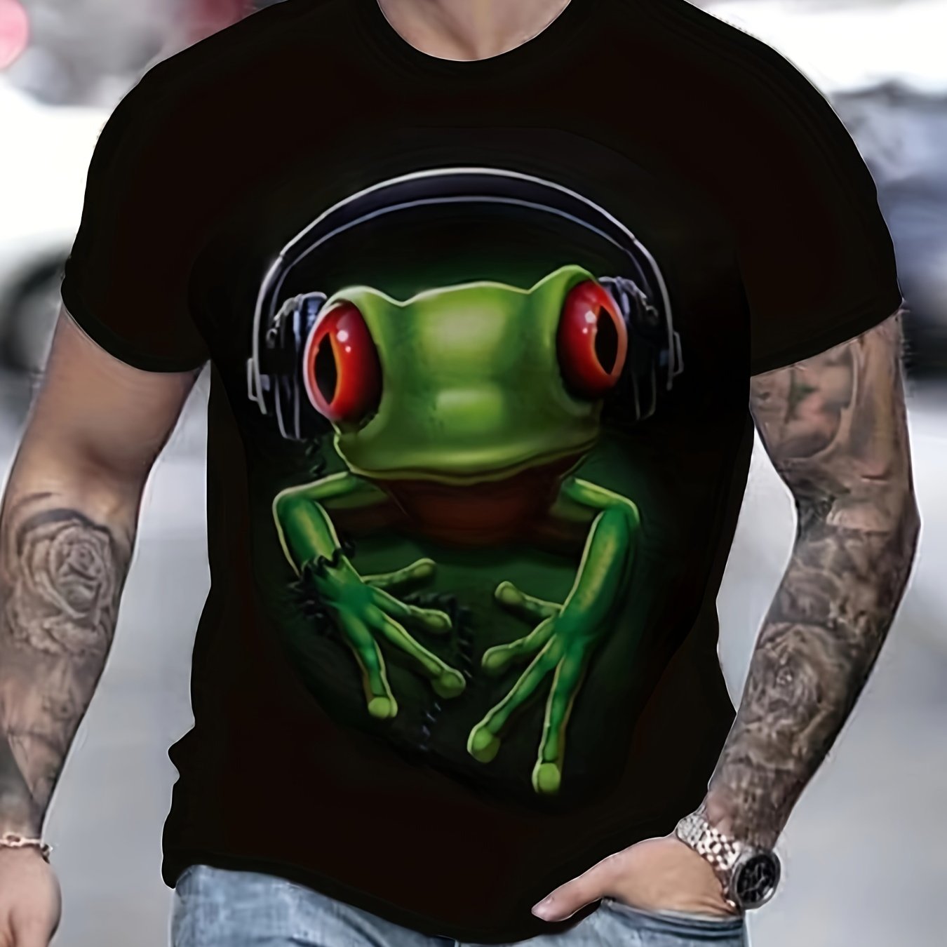 Frog 3D Print Men's Short Sleeve Tee Graphic Tee Men's Summer Clothes