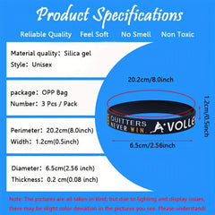 3 Pcs Volleyball Bracelet Inspirational Silicone Wristband for Fans