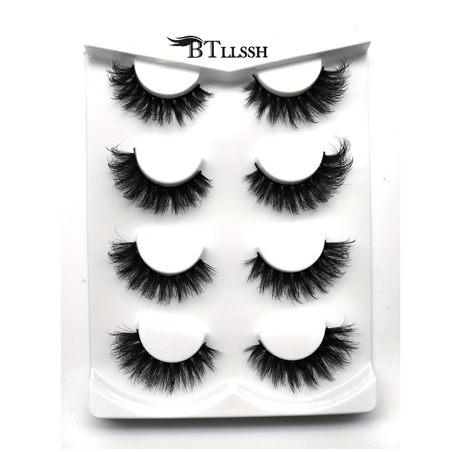 4 Pairs Fluffy Wispy False Eyelashes Daily Cat Cross Style