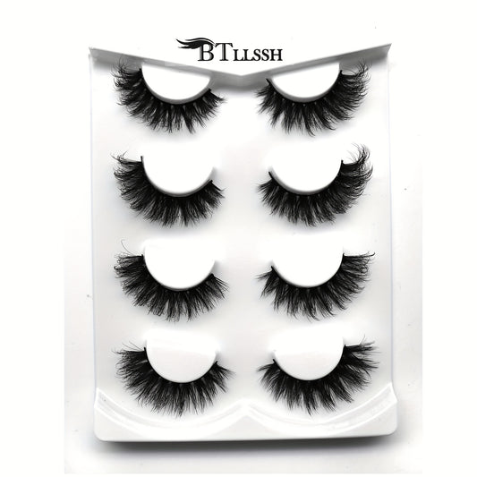 4 Pairs Fluffy Wispy False Eyelashes Daily Cat Cross Style