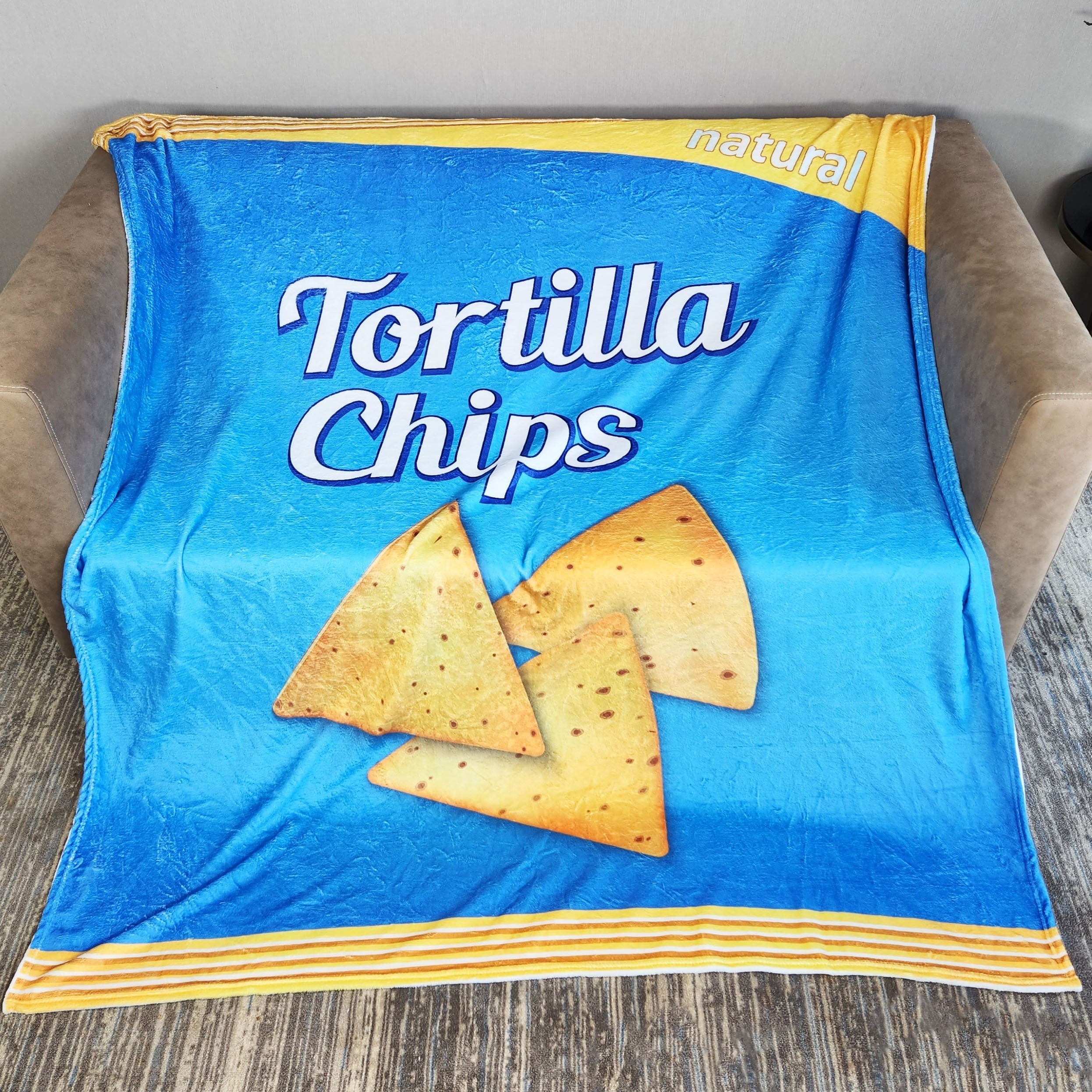 Funny Potato Chip Bag Print Blanket Flannel Throw