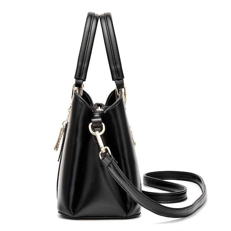 Plaid Tote Bag PU Leather Shoulder Handbag