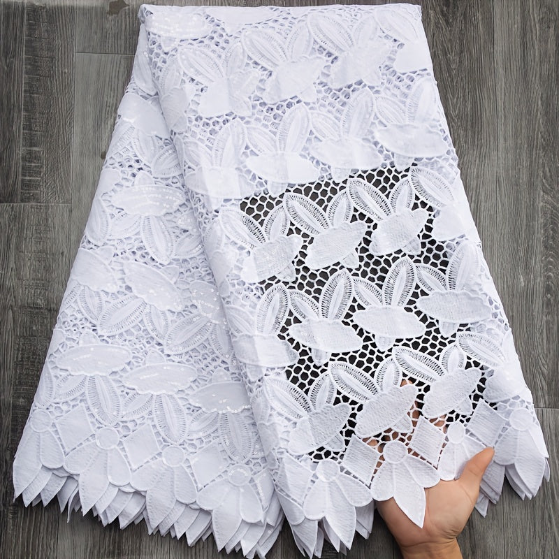 1pc African Guipure Cord Lace Fabric 4.57m for Wedding Party Dresses