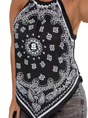 Tie Back Halter Neck Top Vacation Backless Halter Top for Summer