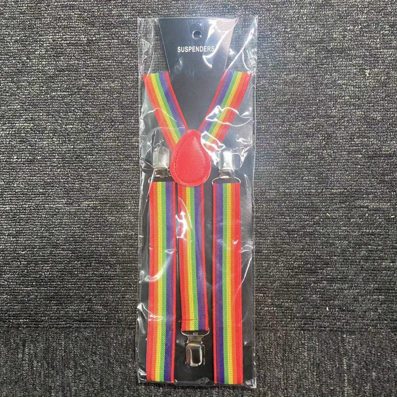 Rainbow Striped Suspenders Clip Colorful Adjustable Wide Suspender