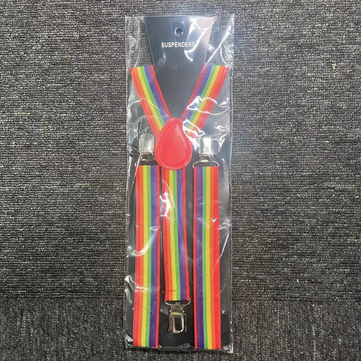 Rainbow Striped Suspenders Clip Colorful Adjustable Wide Suspender