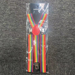 Rainbow Striped Suspenders Clip Colorful Adjustable Wide Suspender