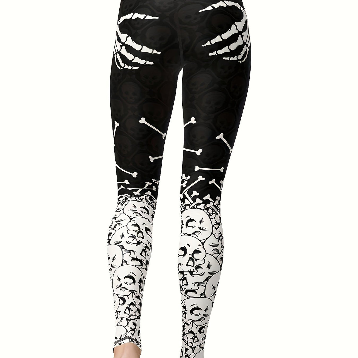 Bone Print Leggings Sports Fitness Yoga Running Trousers Women's Activewear