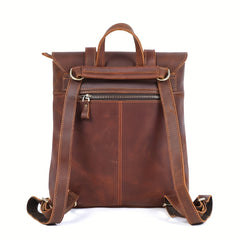 Vintage Leather Backpack Casual Schoolbag Functional Backpack