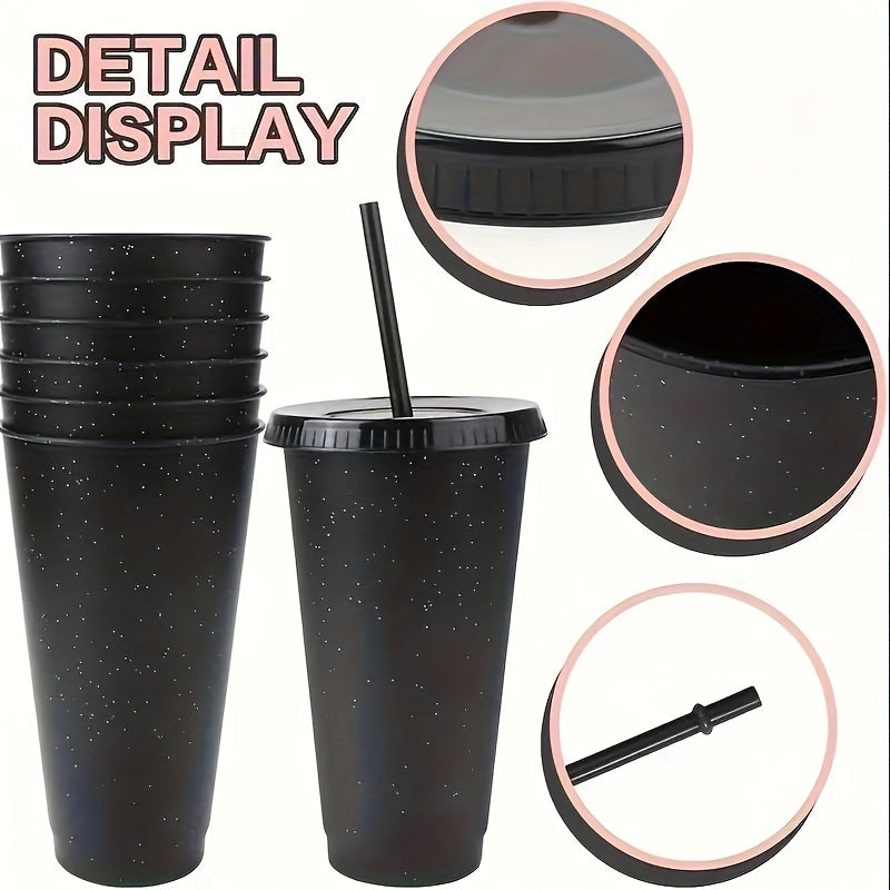 5pcs 710ml Water Bottle with Lid and Straw, Portable Lightweight Water Cup