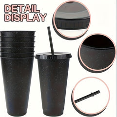 5pcs 710ml Water Bottle with Lid and Straw, Portable Lightweight Water Cup