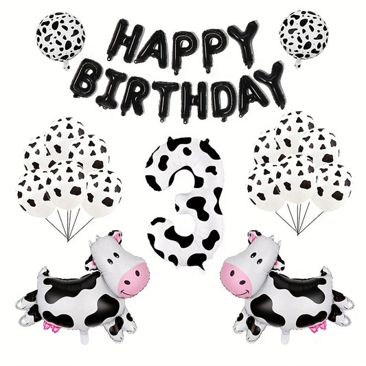 Farm Animal Theme Birthday Party Decoration Set - Cow Print Balloon Set