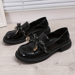 Women's Bowknot Loafers Round Toe Faux Leather Solid Shoes