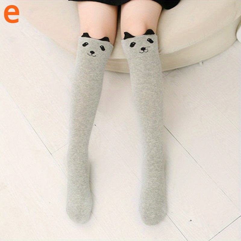 Cartoon Cat Print Knee High Stockings
