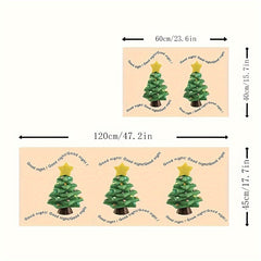 Christmas Tree Print Kitchen Rug Waterproof Non Slip Indoor Carpet
