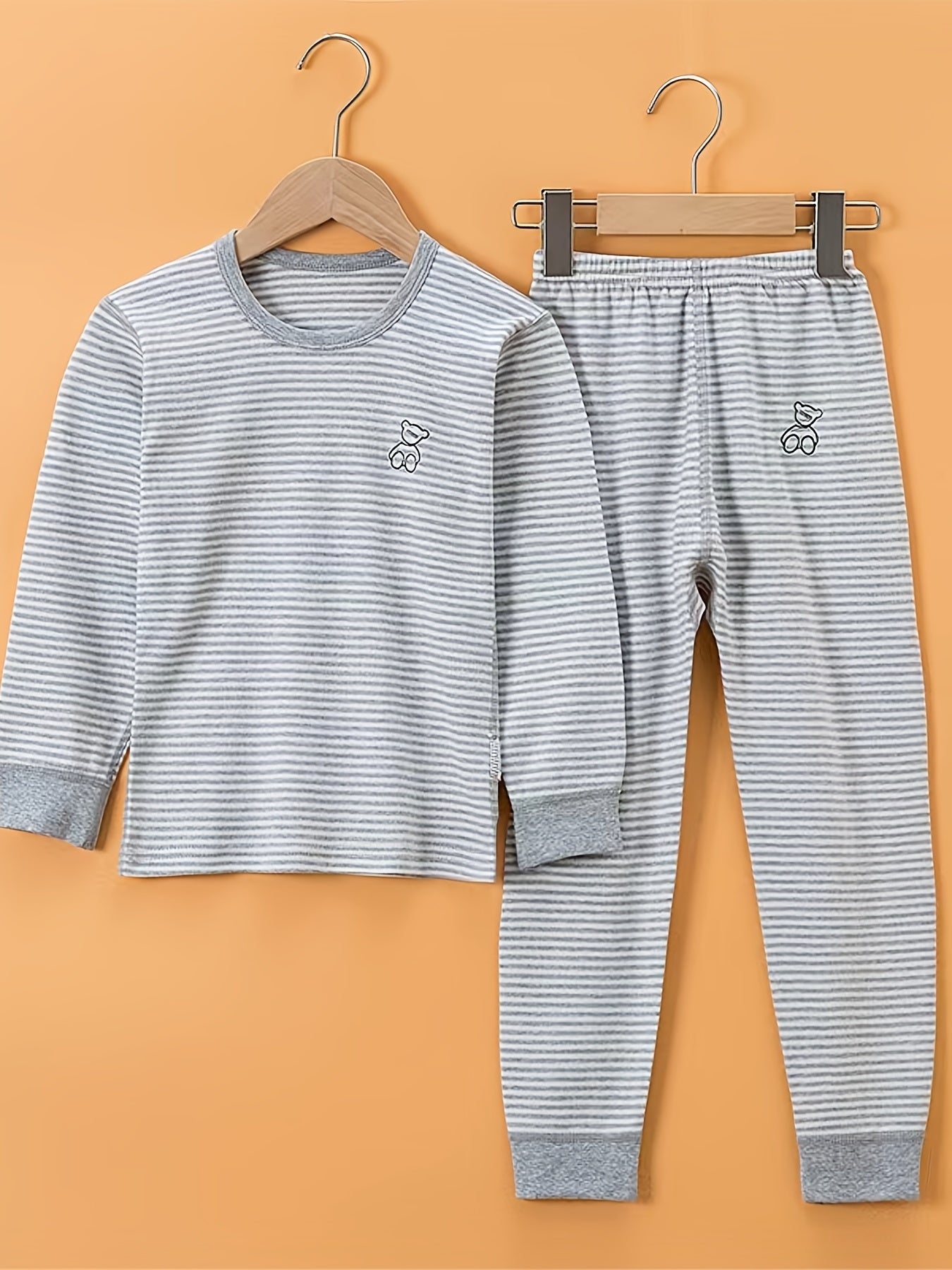 Girls Bear Stripe Pajama Set