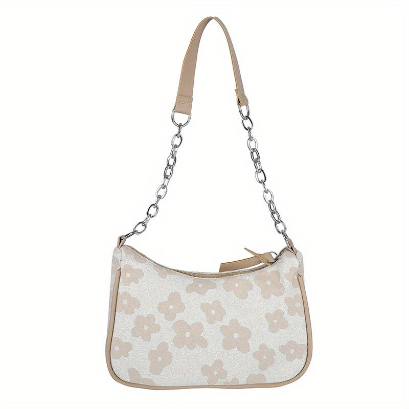 Flower Pattern Canvas Shoulder Bag Women's Crossbody Bag