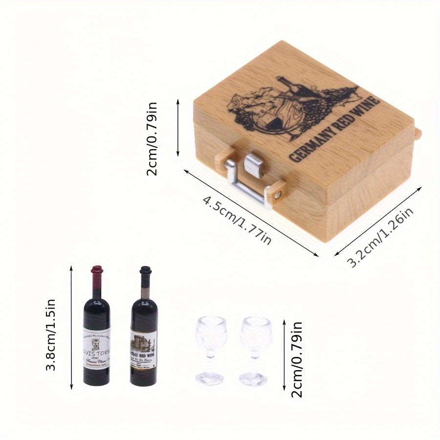 Classic Mini Wine Bottle and Glasses Home Decor Set