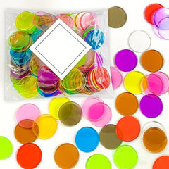 50pcs 25mm Transparent Counting Discs 10 Colors Early Education Teaching Aids