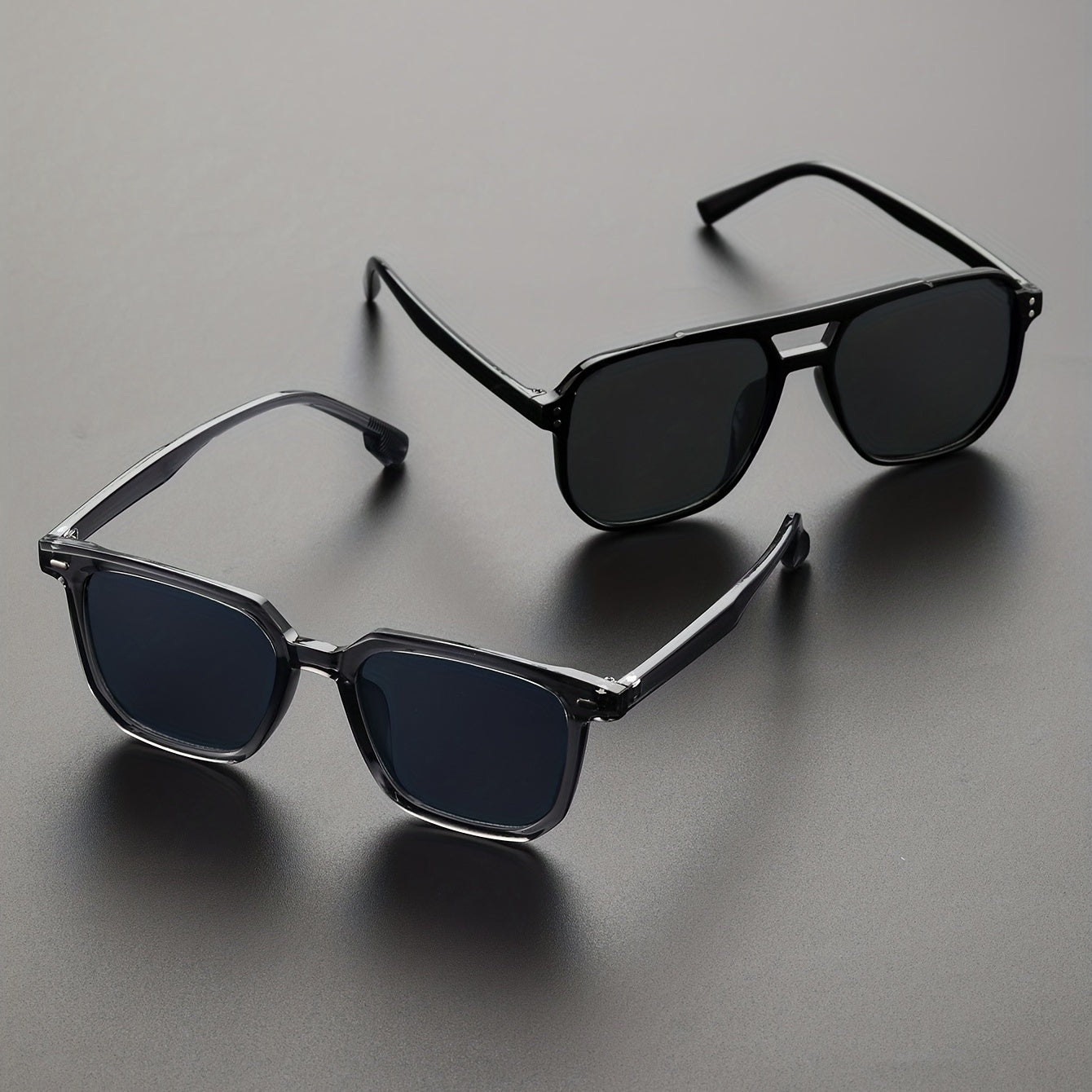 Men's Classic Square Sunglasses with Glasses Case
