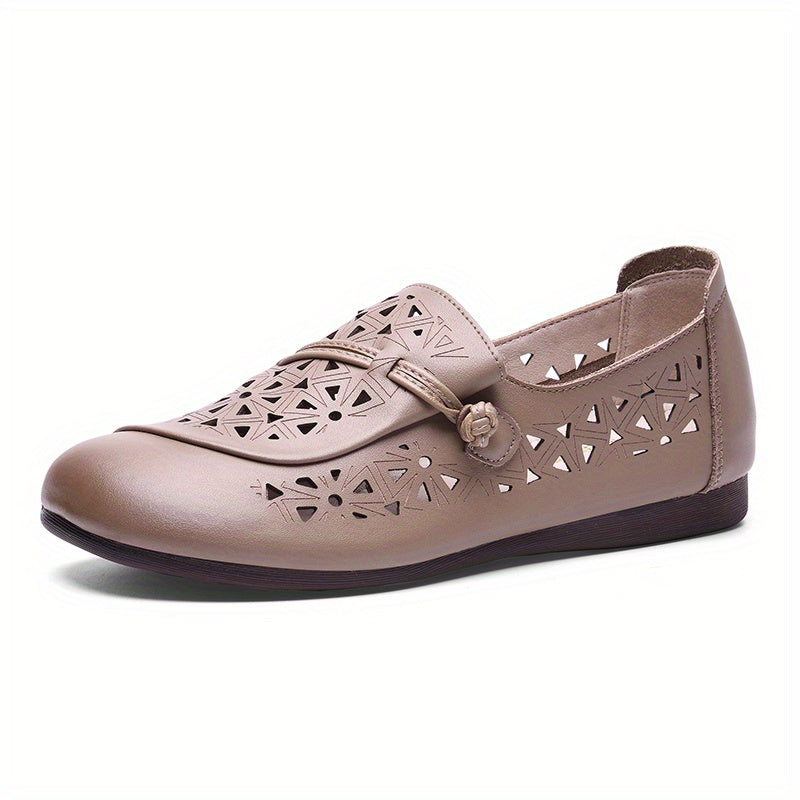 Women's Retro Hollow Out Flat Sandals Soft Sole Slip On Shoes