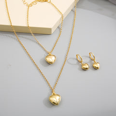 Heart Jewelry Set Pendant Necklace Bracelet Earrings for Women