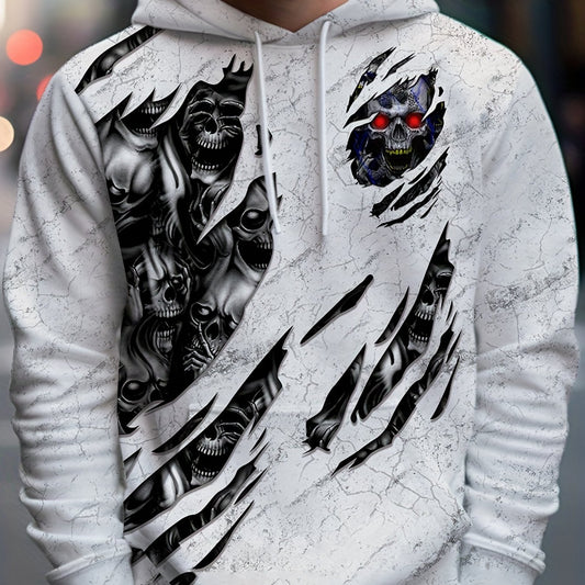 Men's Casual Skull Pattern 3D Print Hoodie Sweatshirt Outdoor Sports