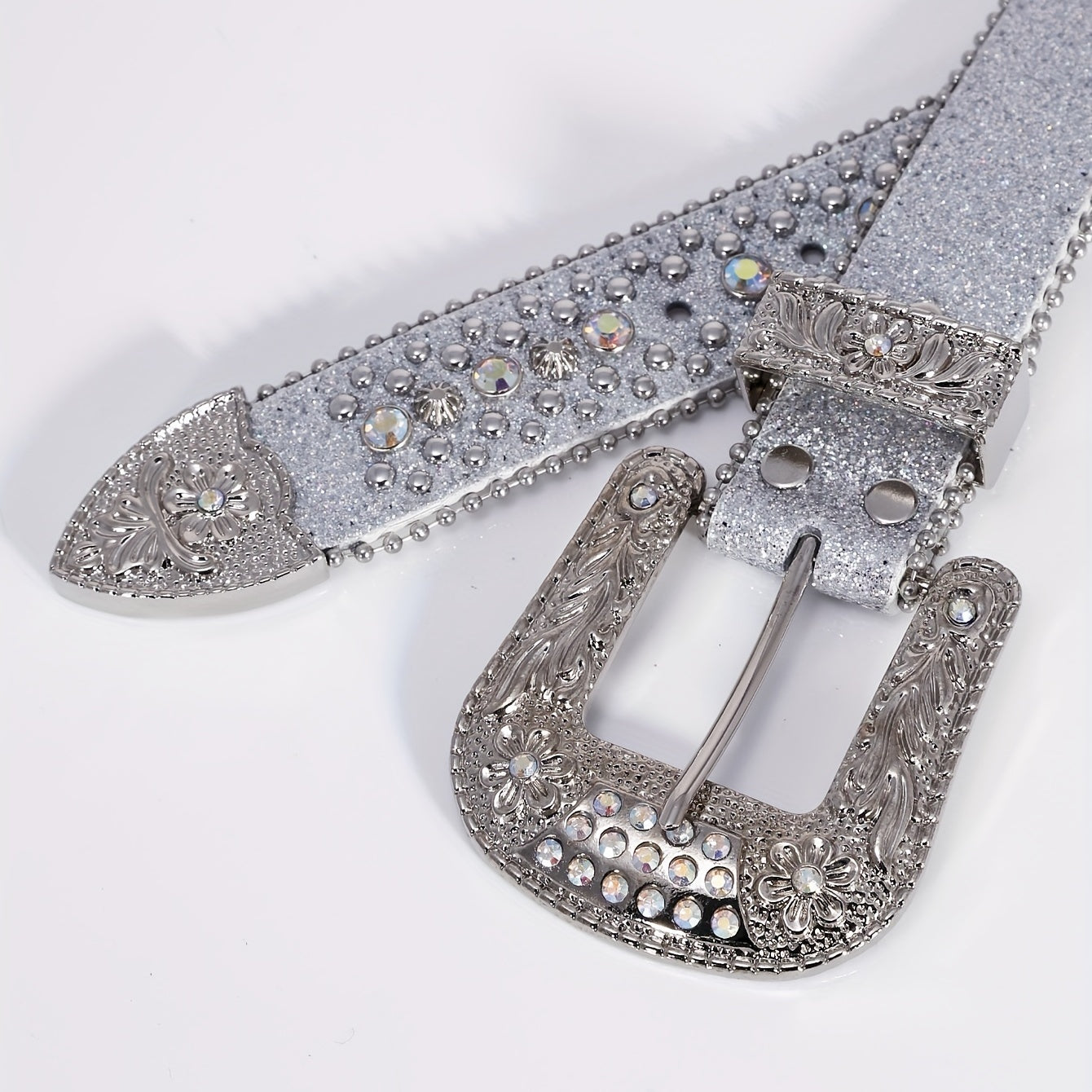 Punk Style Wide Leather Belt with Flower Alloy