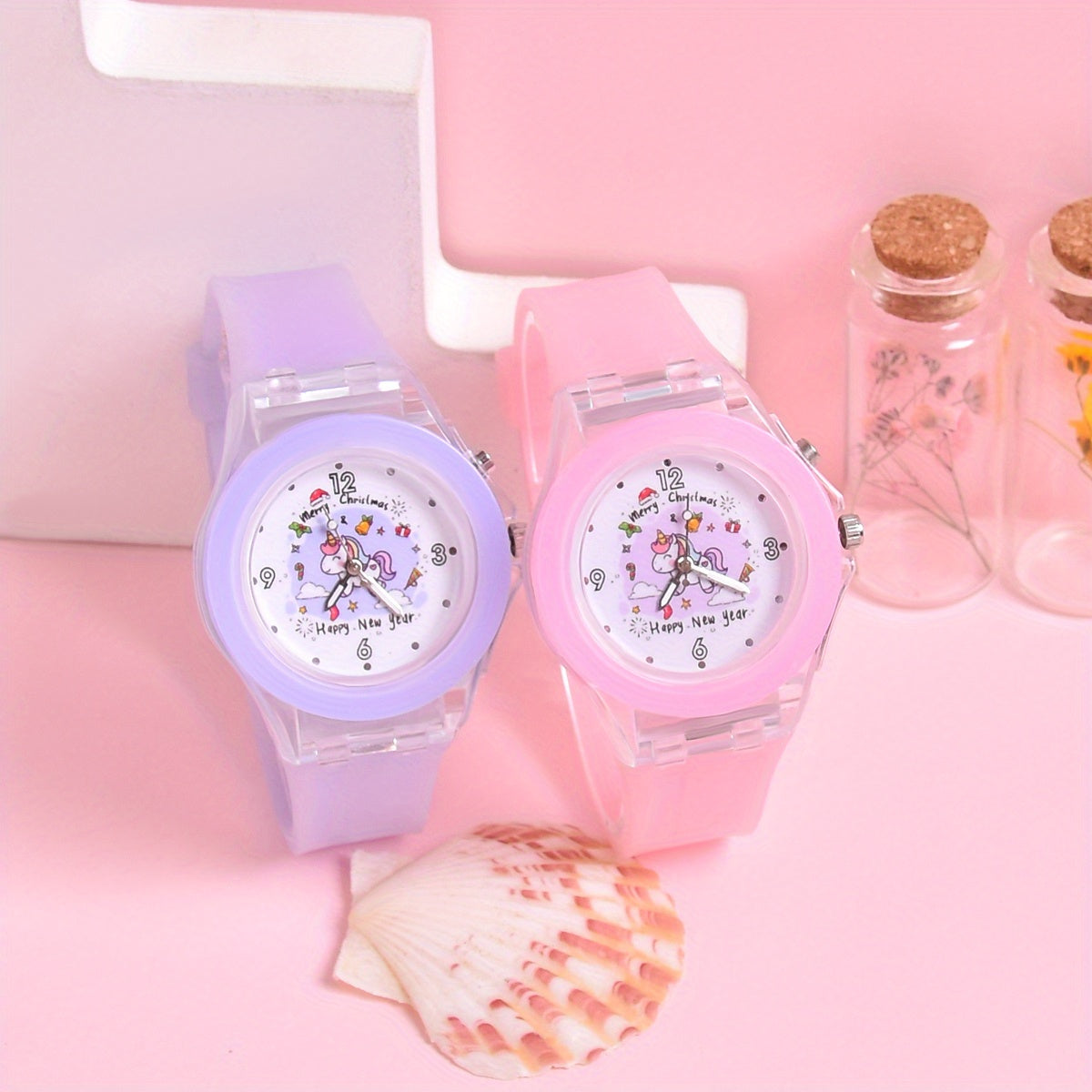 Girls' Reindeer Light Up Watch Set with Silicone Strap