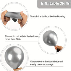 129pcs Silvery Metallic Balloons Kit for Party Graduation Wedding Holiday