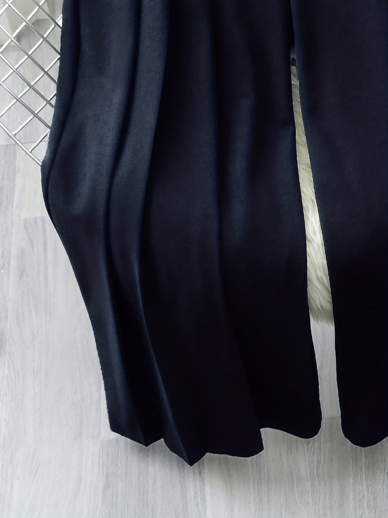  Solid Knit High Waist Wide Leg Pants