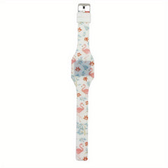 Girls Digital Watch Flamingo Theme Life Waterproof Silicone Strap