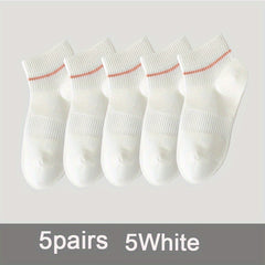 5 Pairs Solid Low Cut Ankle Socks Women's Stockings