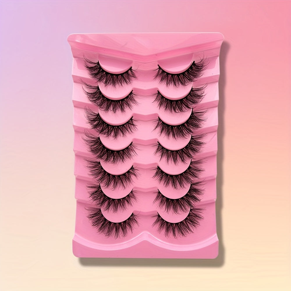 7 Pairs 3D Silk False Eyelashes Natural Dramatic Thick Slender Lashes