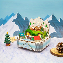 Wooden DIY Music Box Doll House Decoration Holiday Gift