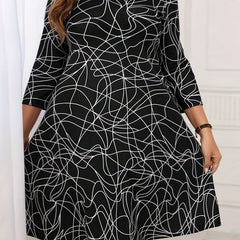  Stripe Print A Line Dress